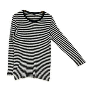 Nwot OSKLEN Sweater ~M Black White Stripe Knit Longline Stretchy Long-Sleeve
